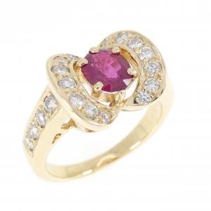 K18YG ルビー リング 0.85CT
