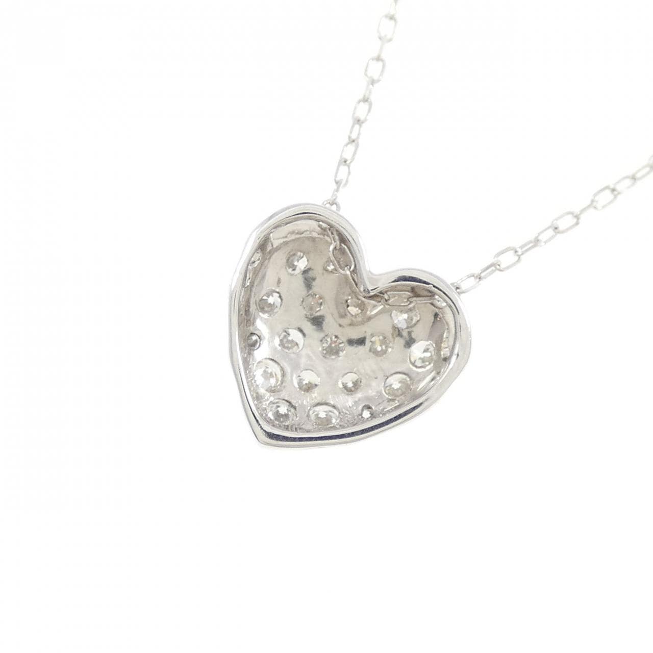 K18WG パヴェ ハート ダイヤモンド ネックレス 0.50CT