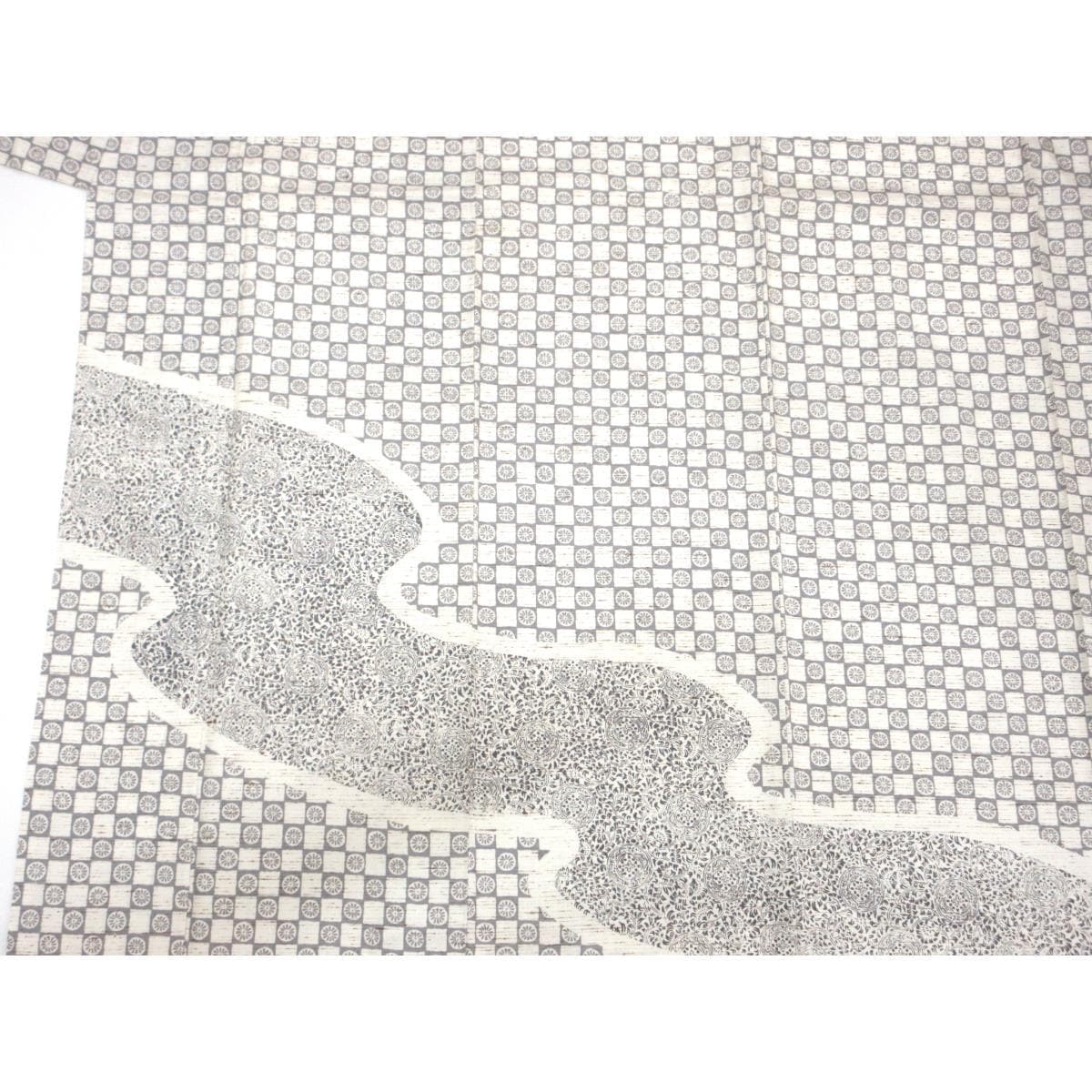 訪問着　紬織　柿渋染　ぜんまい入り