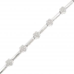 750WG フラワー ダイヤモンド ブレスレット 0.52CT
