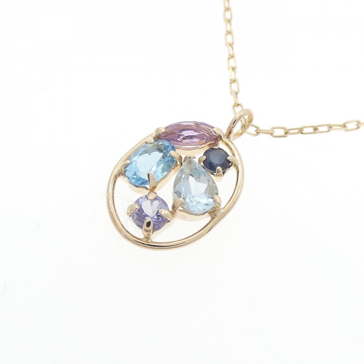 K10YG彩色宝石项链