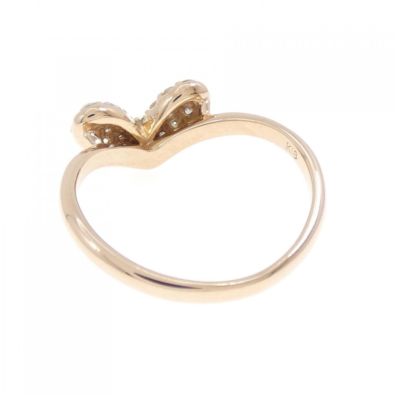 K18PG ハート ダイヤモンド リング 0.28CT