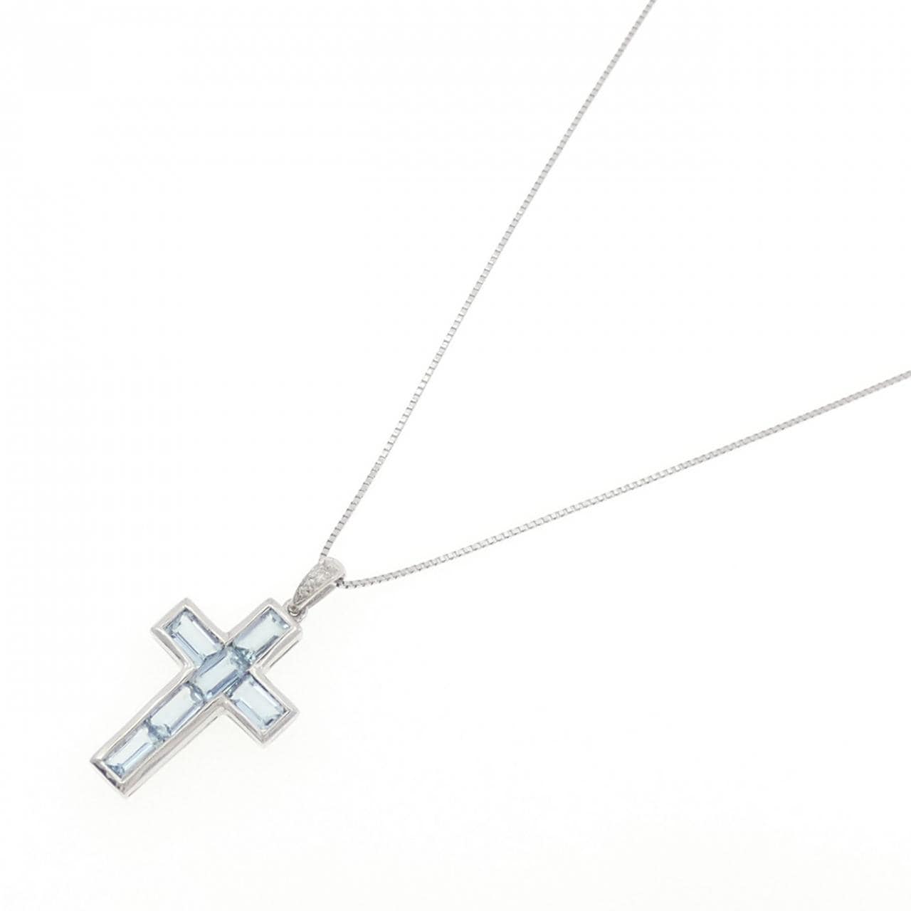 PT900/PT850 クロス アクアマリン ネックレス 1.43CT