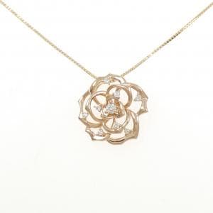 K18PG フラワー ダイヤモンド ネックレス 0.12CT