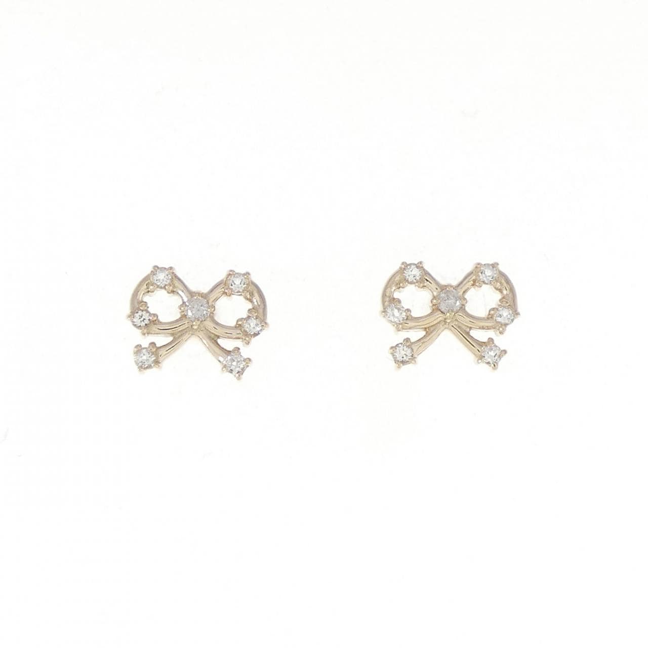 K10YG Ribbon White Topaz Earrings