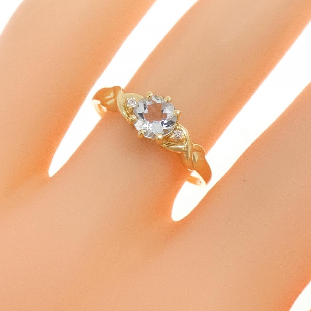 K18YG アクアマリン リング 0.41CT