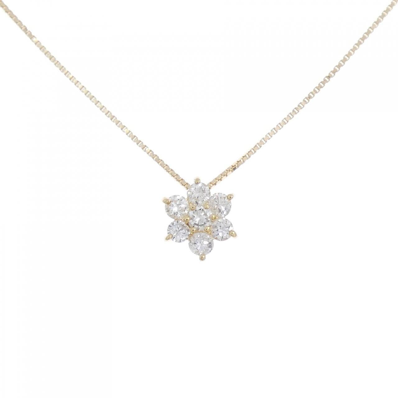 KOMEHYO】K18YG フラワー ダイヤモンド ネックレス 0.31CT-