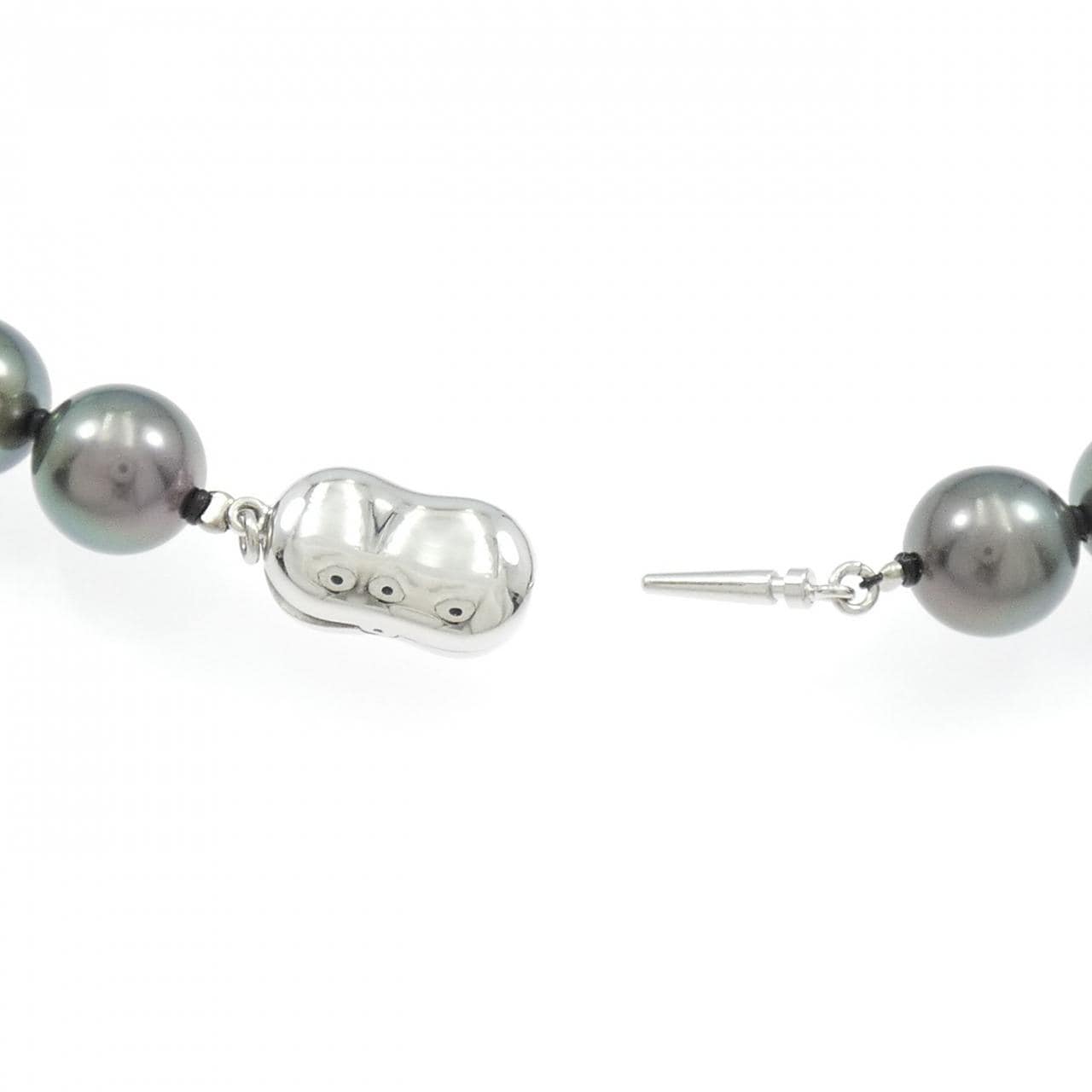 シルバークラスプ 黒蝶パール ネックレス 9-11mm