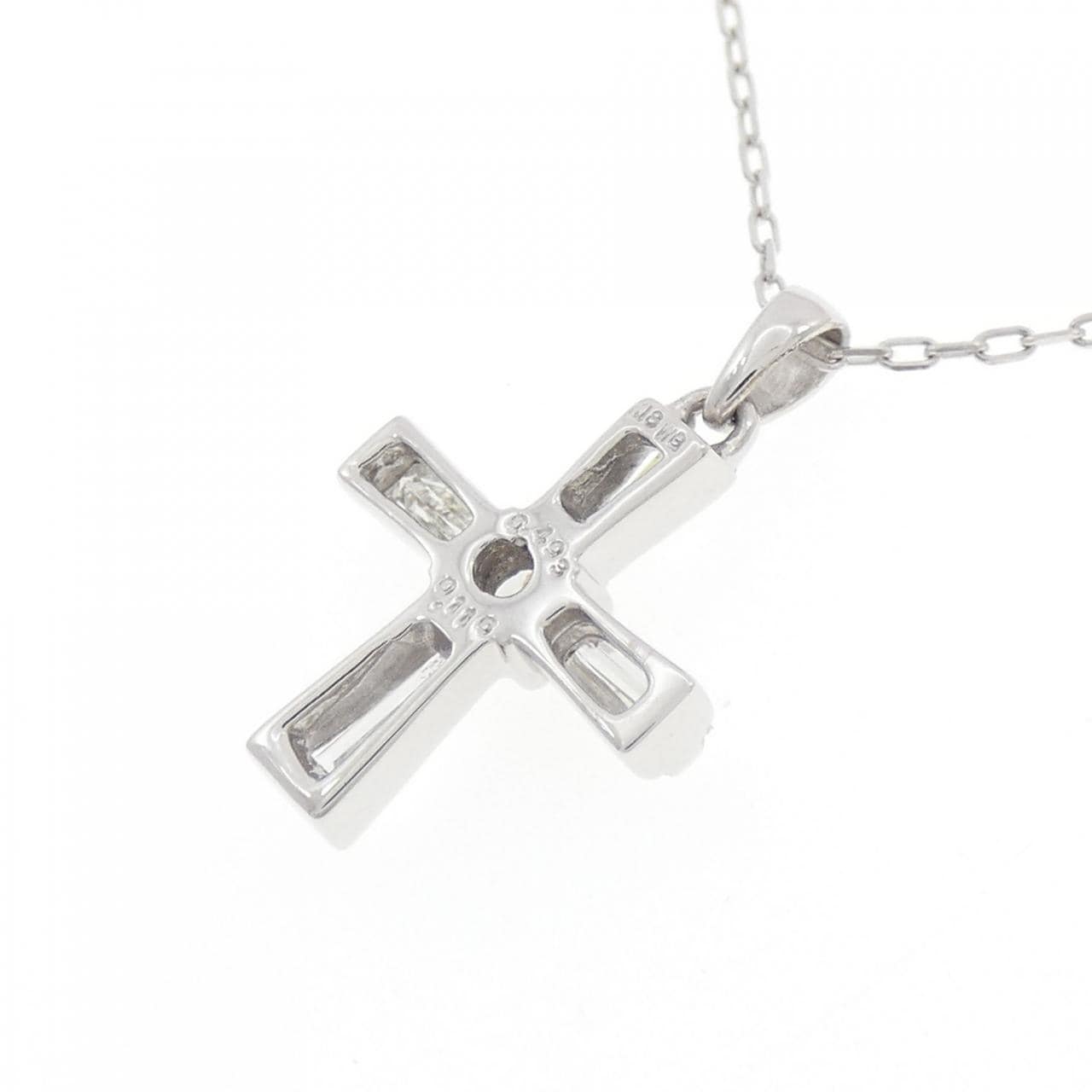 K18WG クロス ダイヤモンド ネックレス 0.116CT