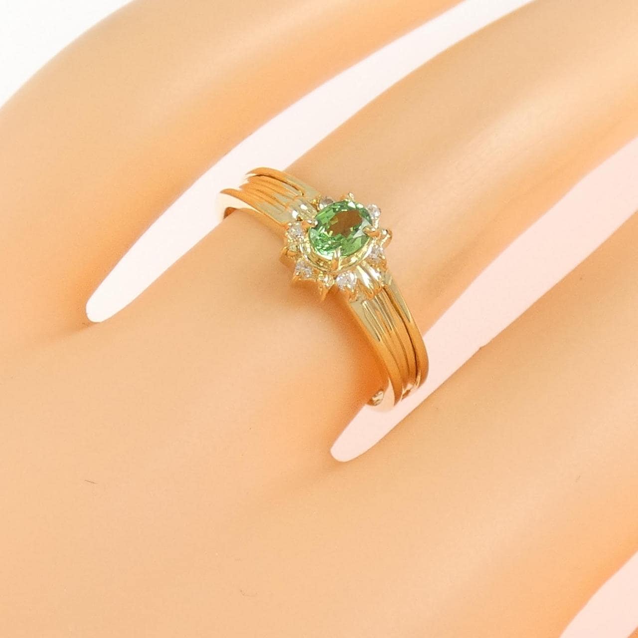 K18YG グリーンガーネット リング 0.28CT