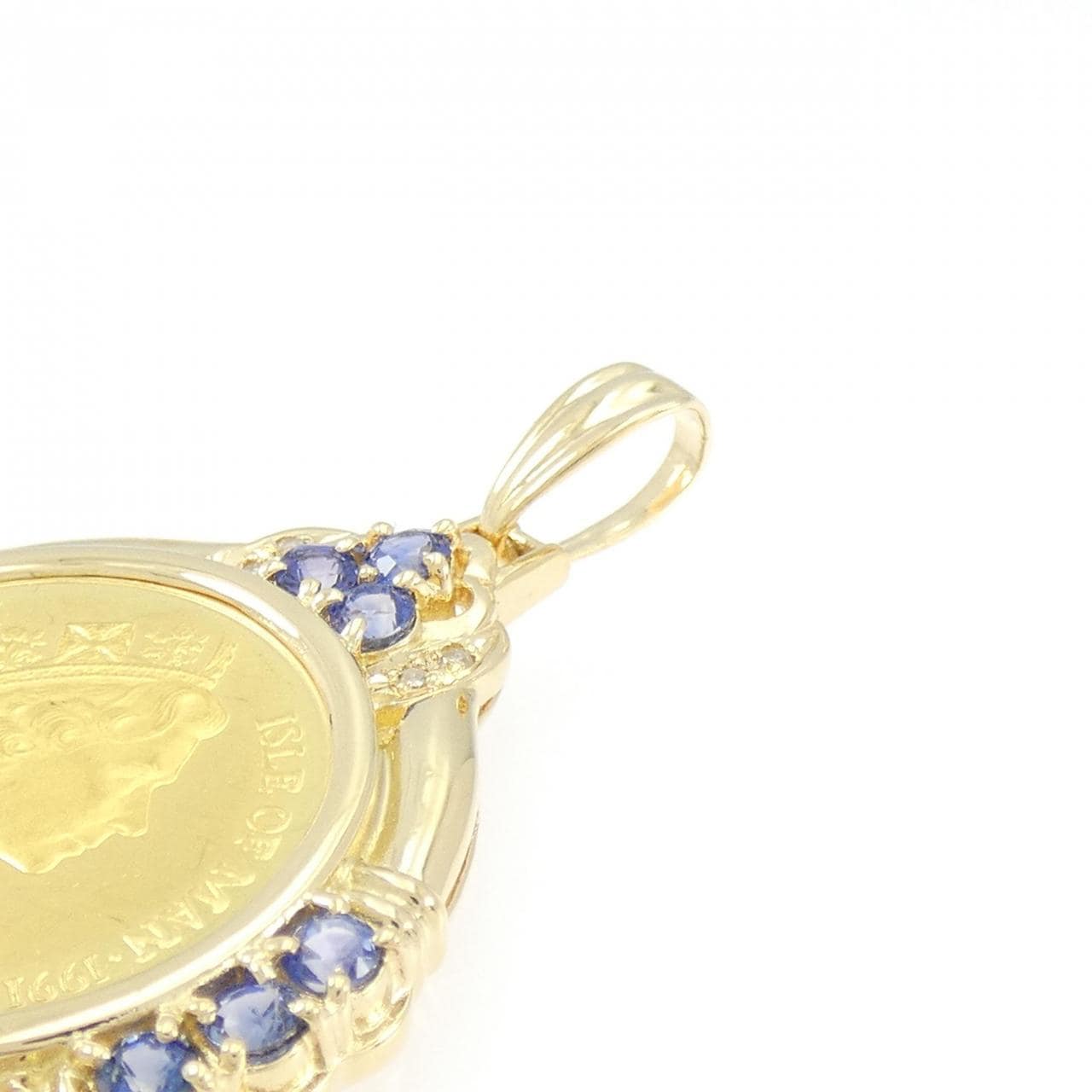 K18YG(枠) サファイヤ コイン ペンダント
