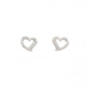 K18WG ハート ダイヤモンド ピアス 0.06CT