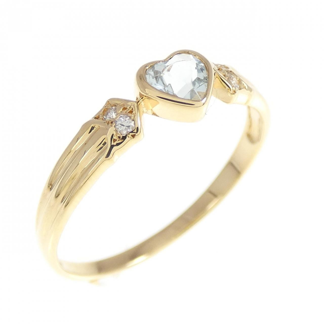 K18YG heart Aquamarine ring