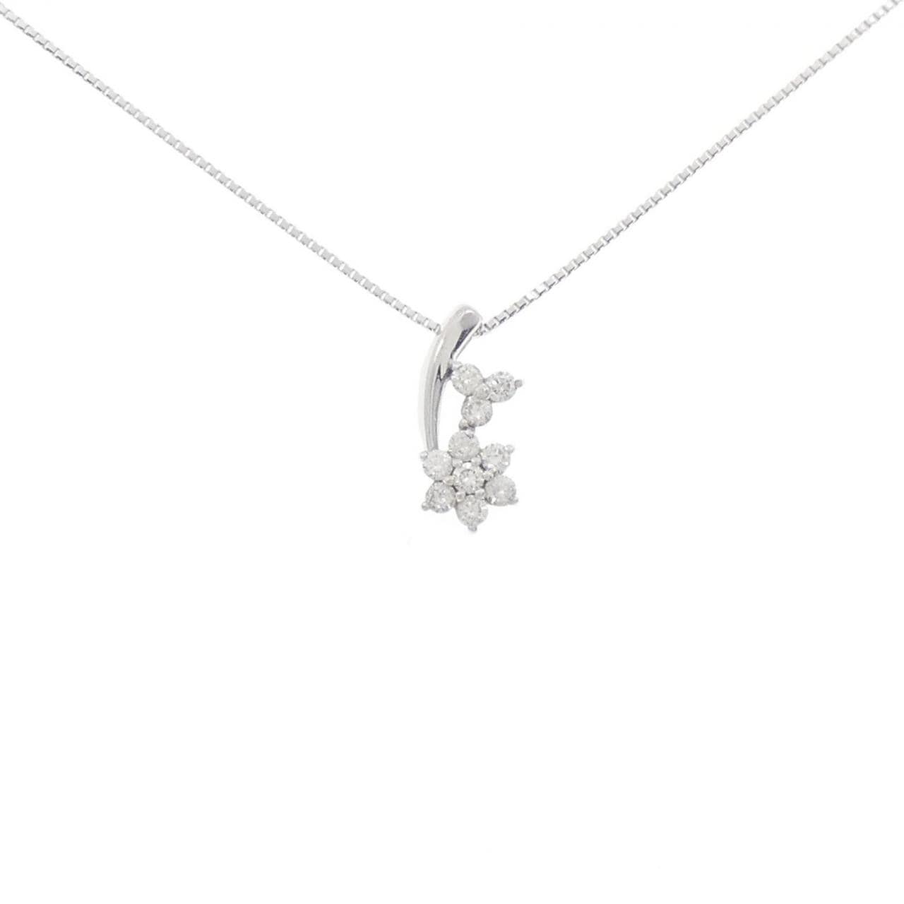 K18WG flower Diamond necklace 0.30CT