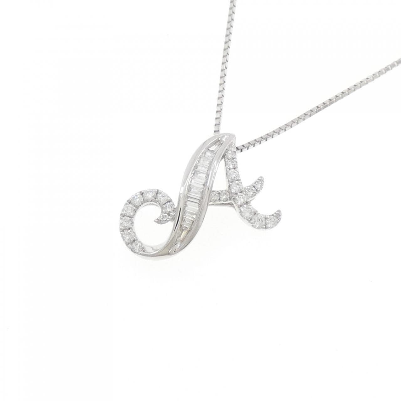 K18WG イニシャルA ダイヤモンド ネックレス 0.20CT
