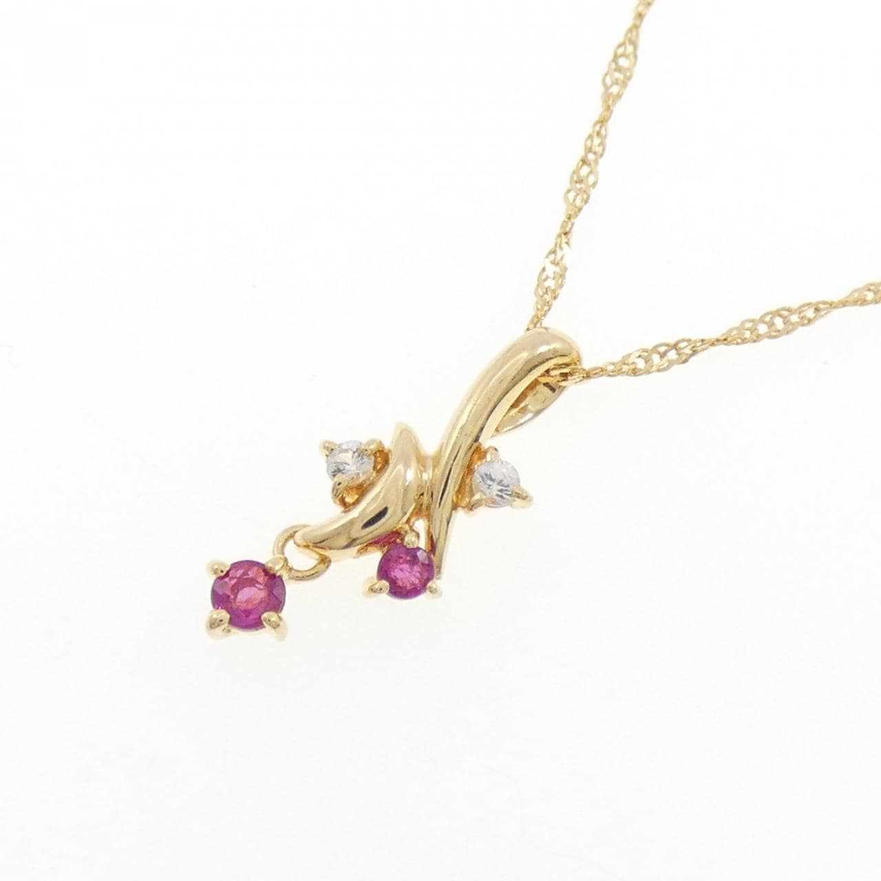 K18YG ルビー ネックレス