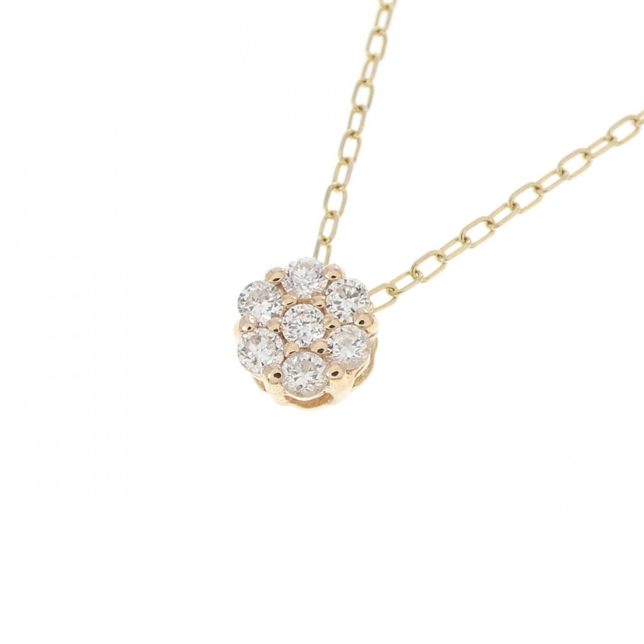 K10YG フラワー ダイヤモンド ネックレス 0.08CT