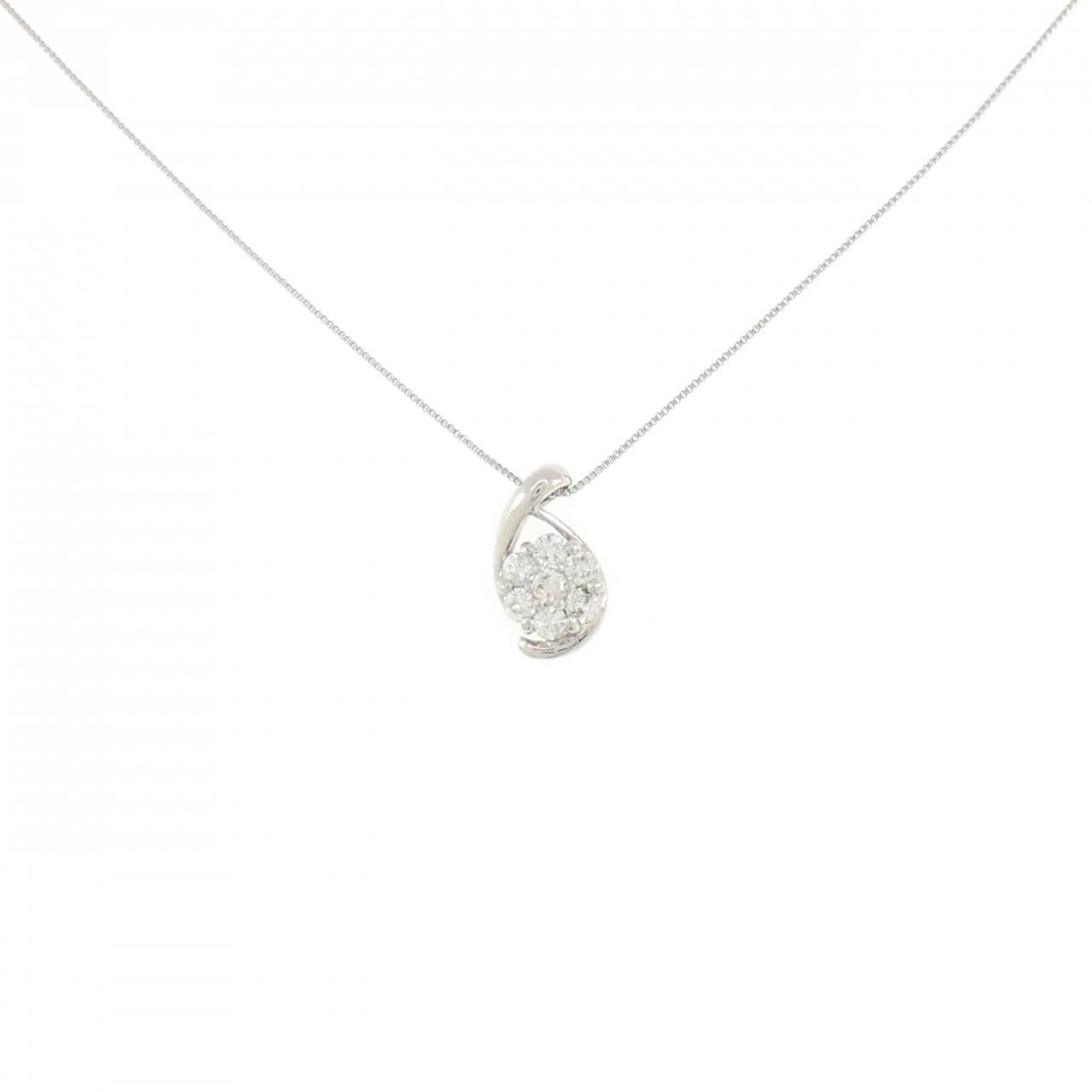 PT900/PT850 フラワー ダイヤモンド ネックレス 0.20CT