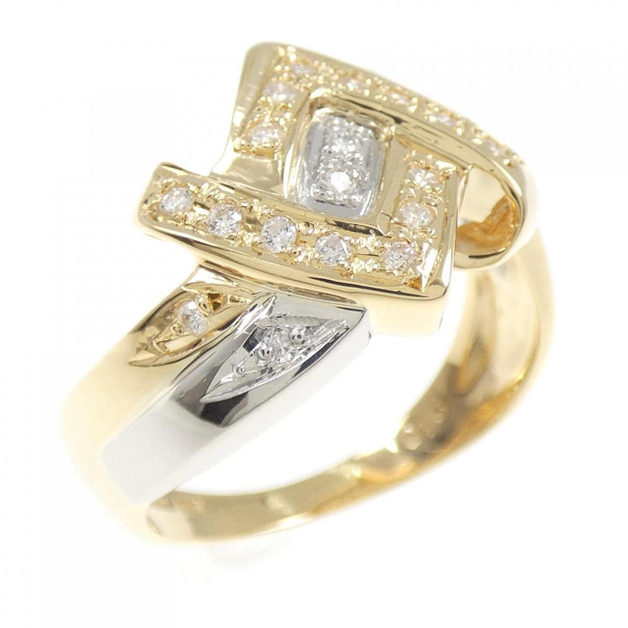 K18YG/PT900 ダイヤモンド リング 0.13CT