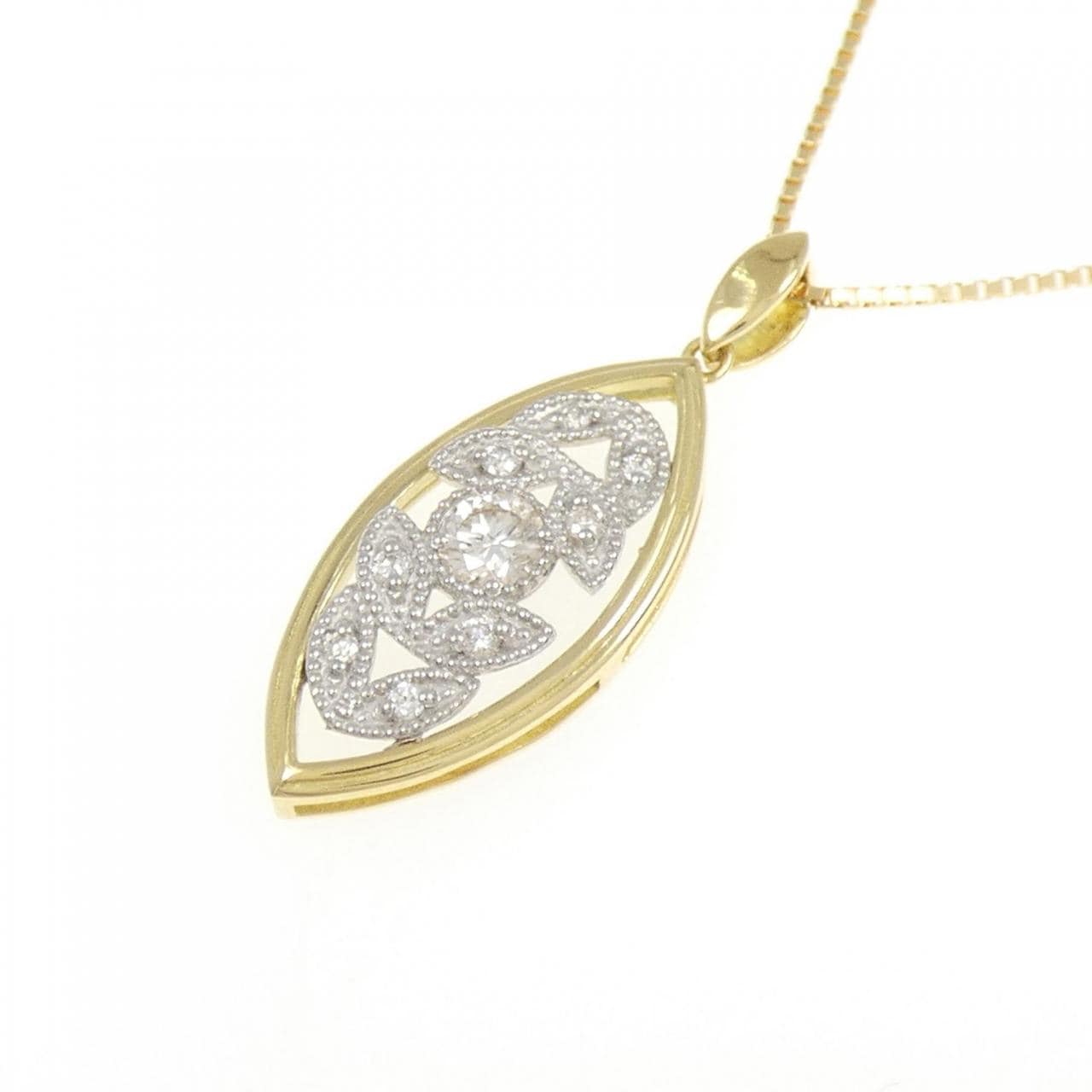 K18YG/PT ダイヤモンド ネックレス 0.15CT