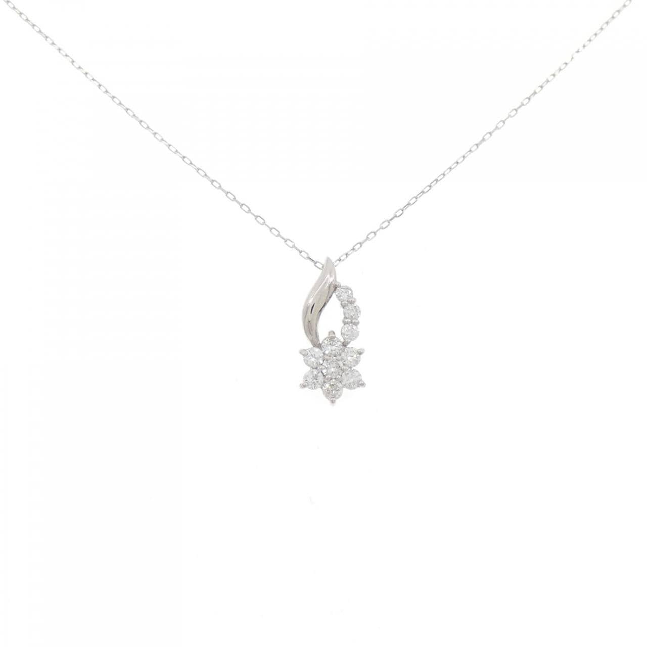 PT900/PT850 フラワー ダイヤモンド ネックレス 0.30CT