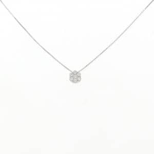 K10WG フラワー ダイヤモンド ネックレス 0.10CT