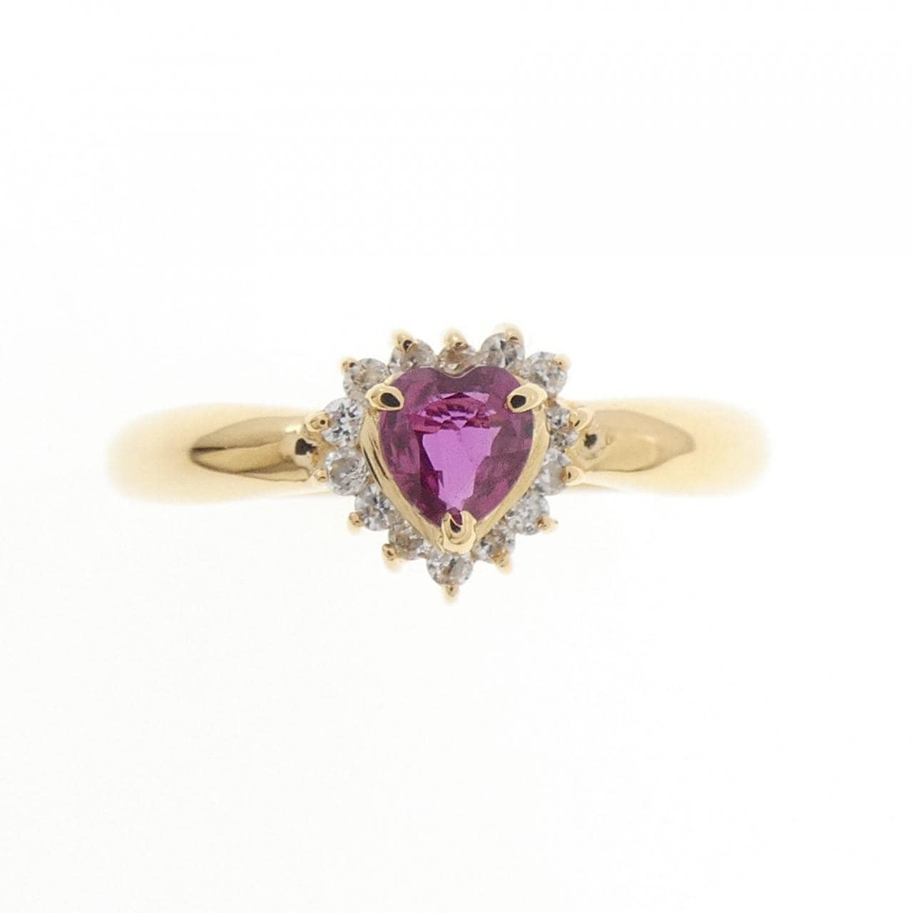 K18YG ハート ルビー リング