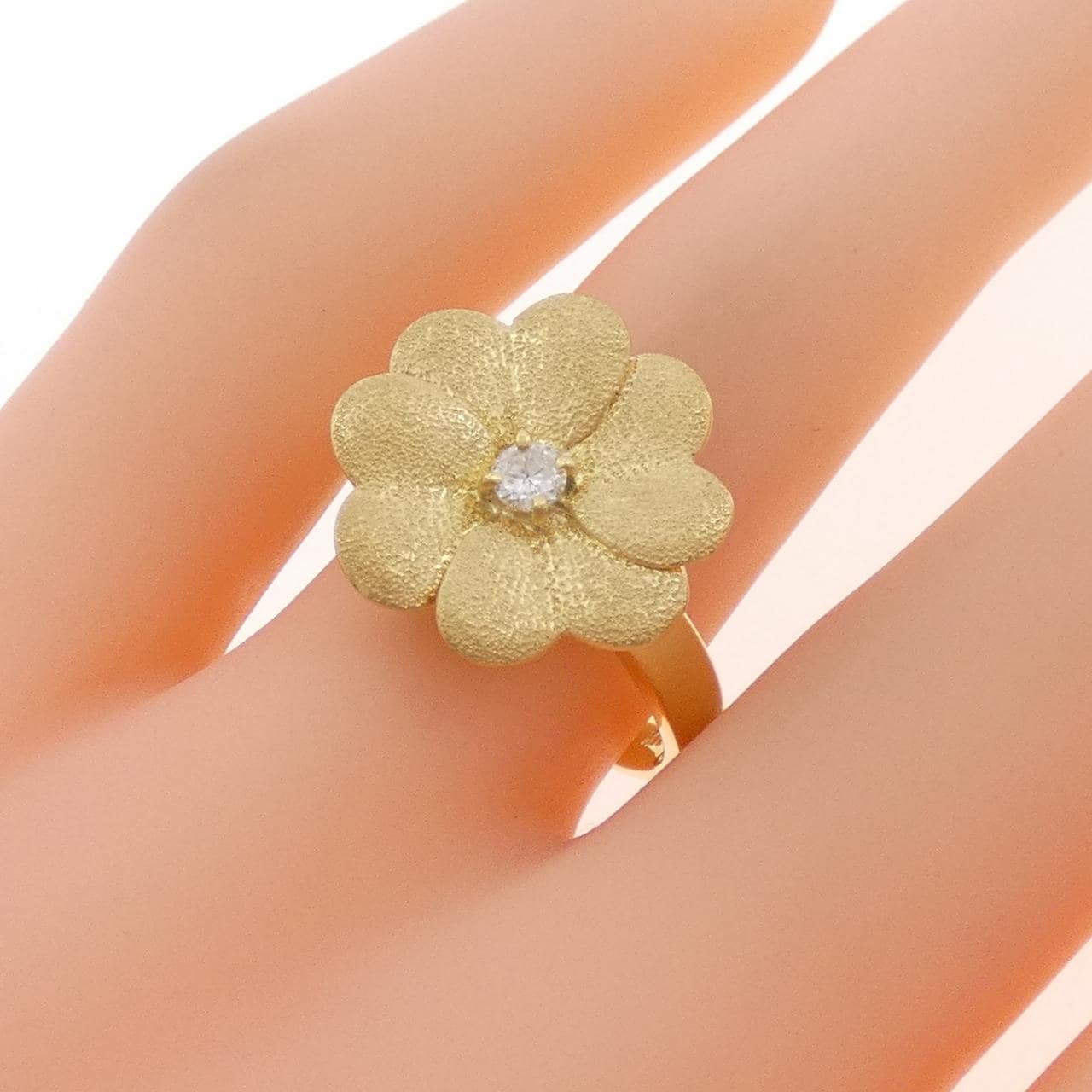 K18YG フラワー ダイヤモンド リング 0.10CT