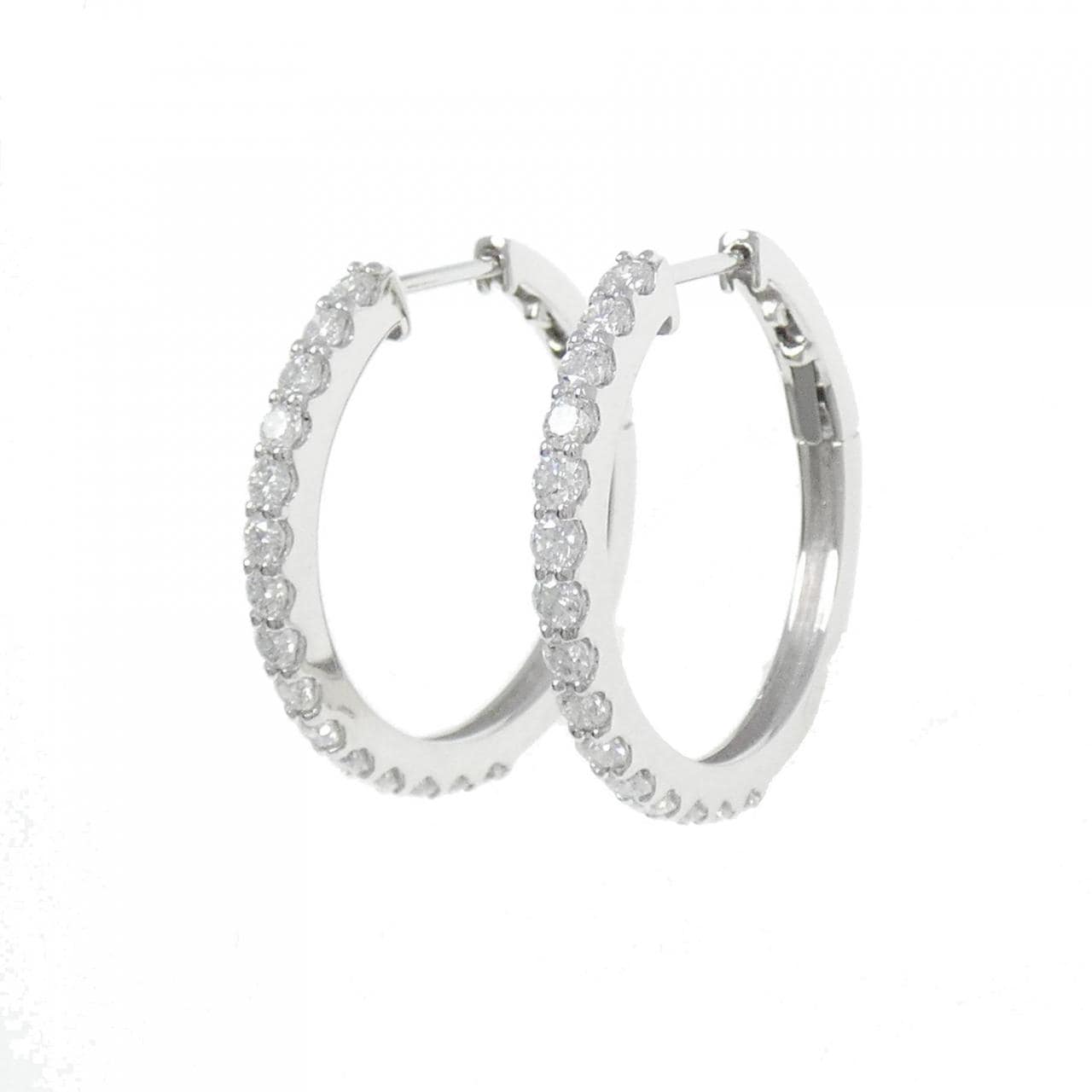 【新品】PT900 フープ ダイヤモンド ピアス 0.802CT