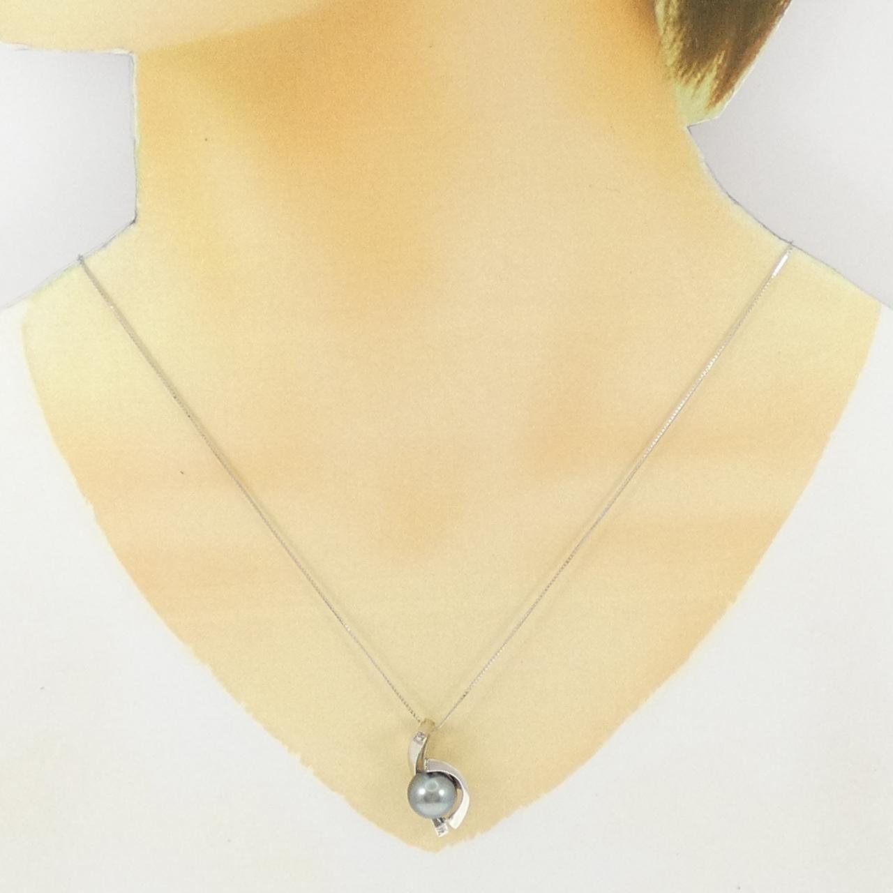 K18WG 黒蝶パール ネックレス 9.8mm