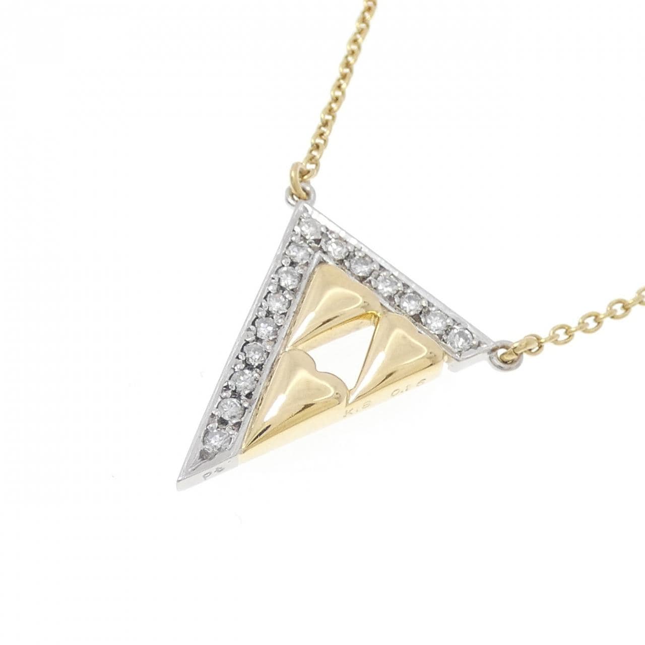 K18YG/PT ハート ダイヤモンド ネックレス 0.16CT