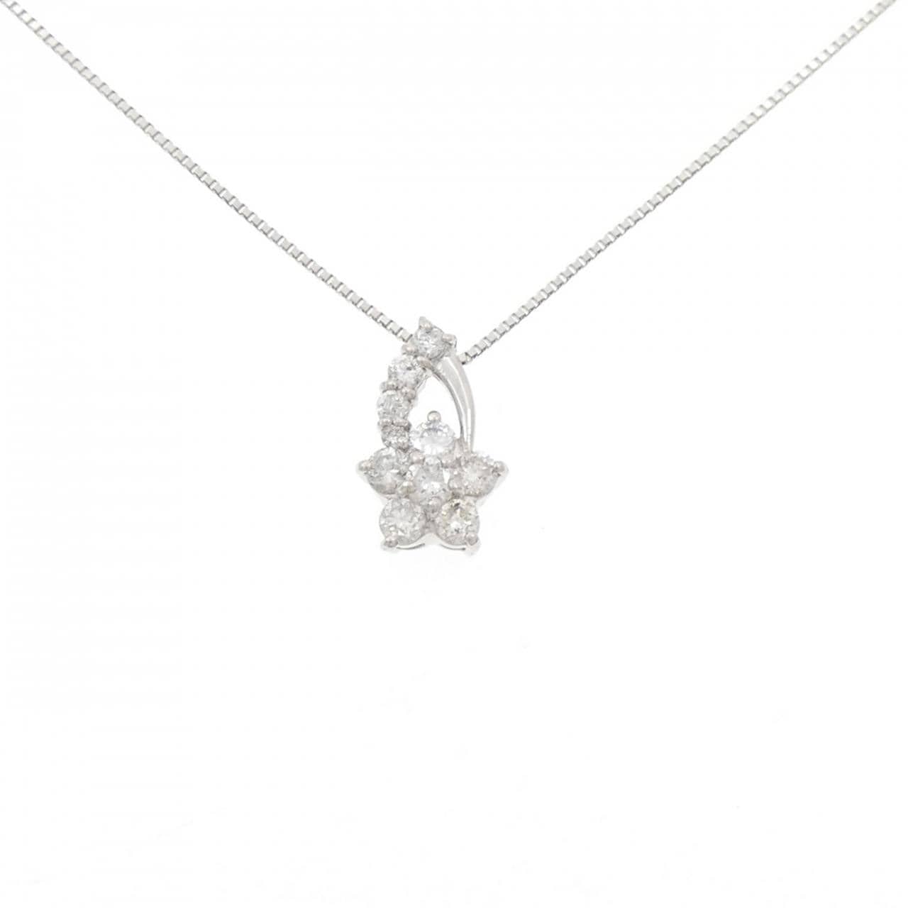 PT900/PT850 フラワー ダイヤモンド ネックレス 0.50CT