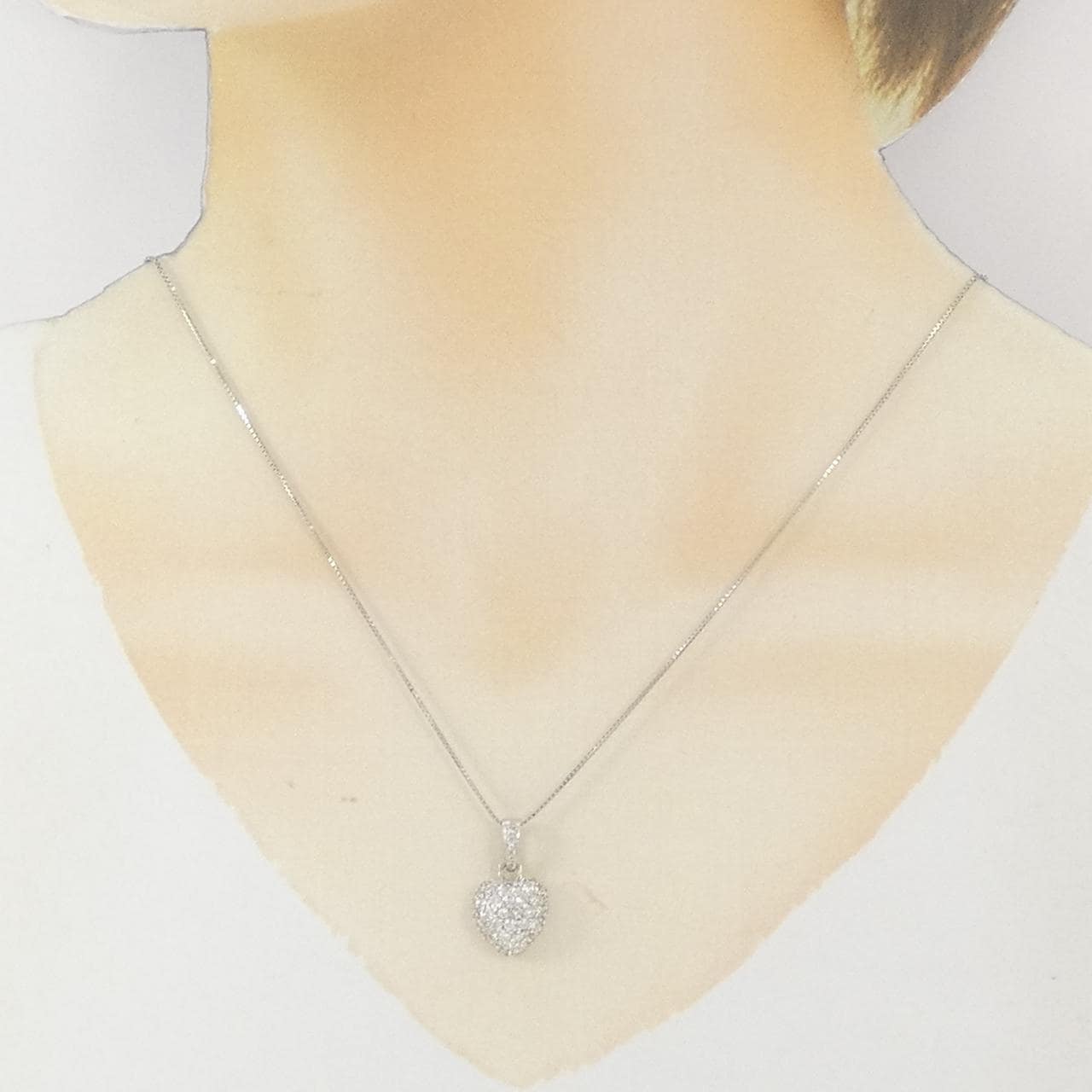PT900/PT850 ハート ダイヤモンド ネックレス 0.98CT