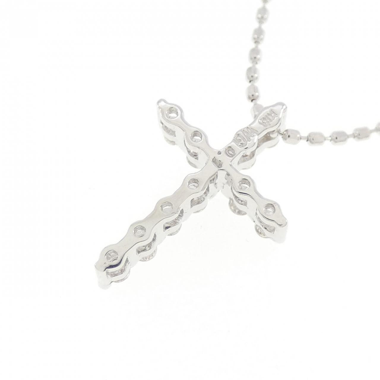 K18WG クロス ダイヤモンド ネックレス 0.1CT