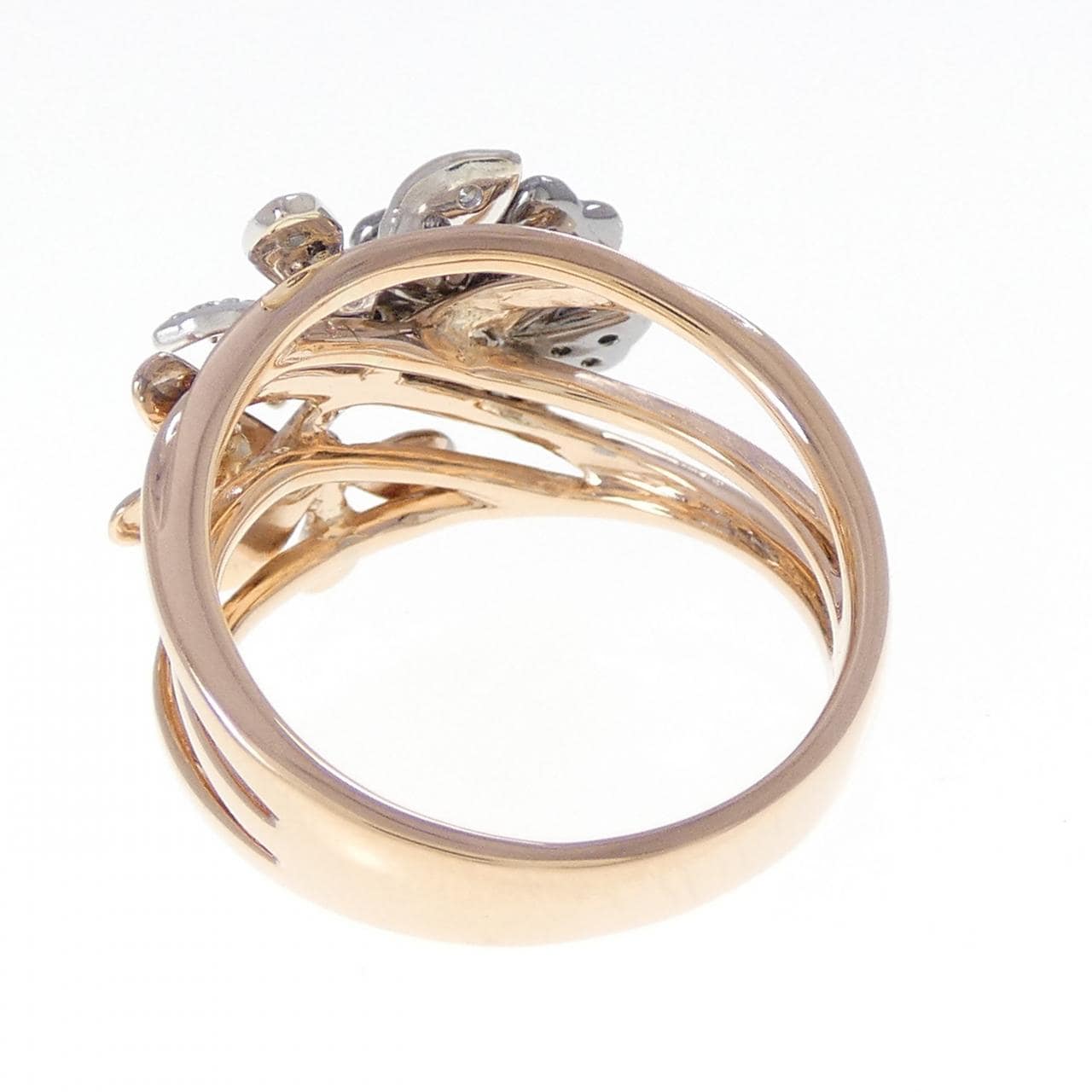 K18スリーカラー フラワー ダイヤモンド リング 0.40CT