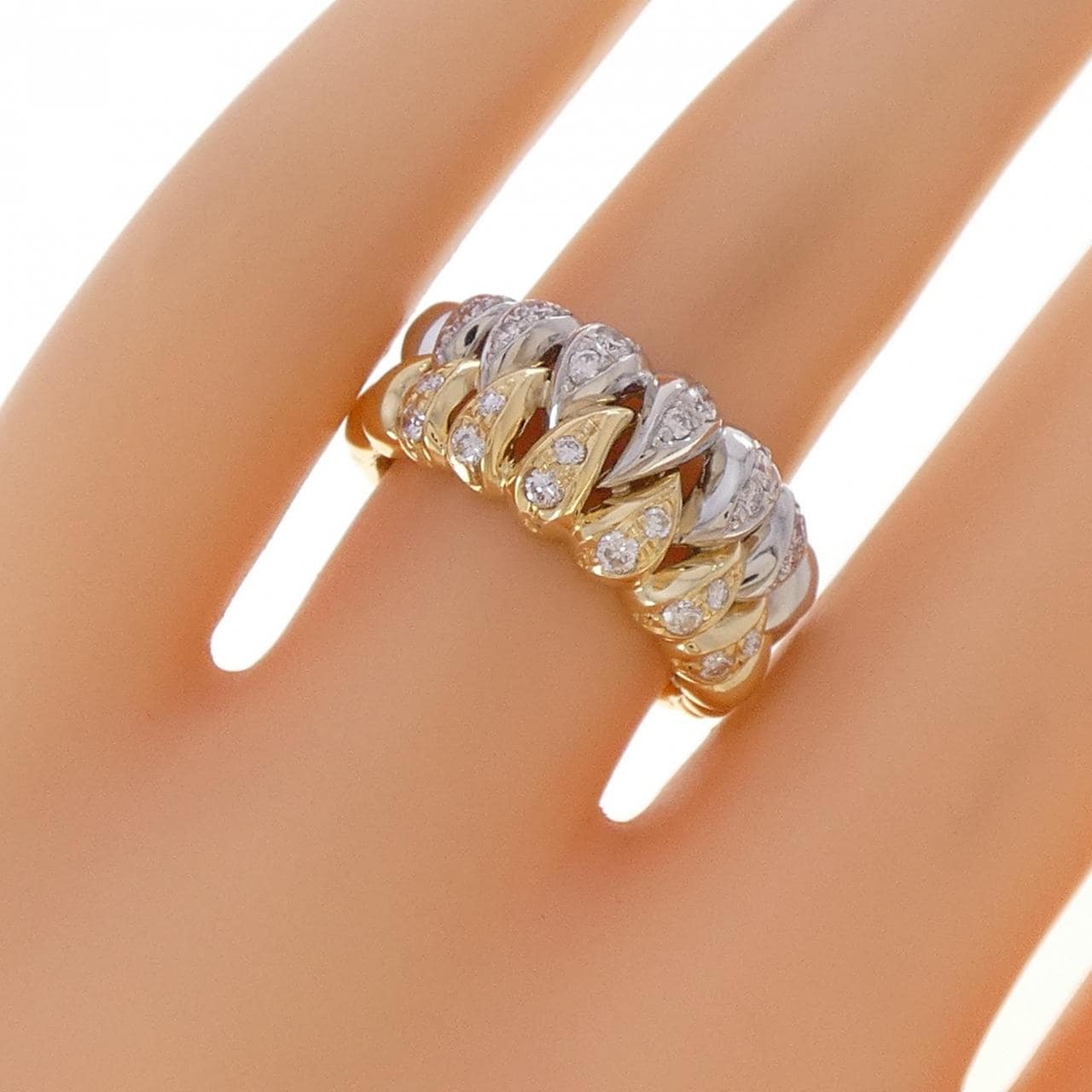 K18YG/PT900 ダイヤモンド リング 0.38CT