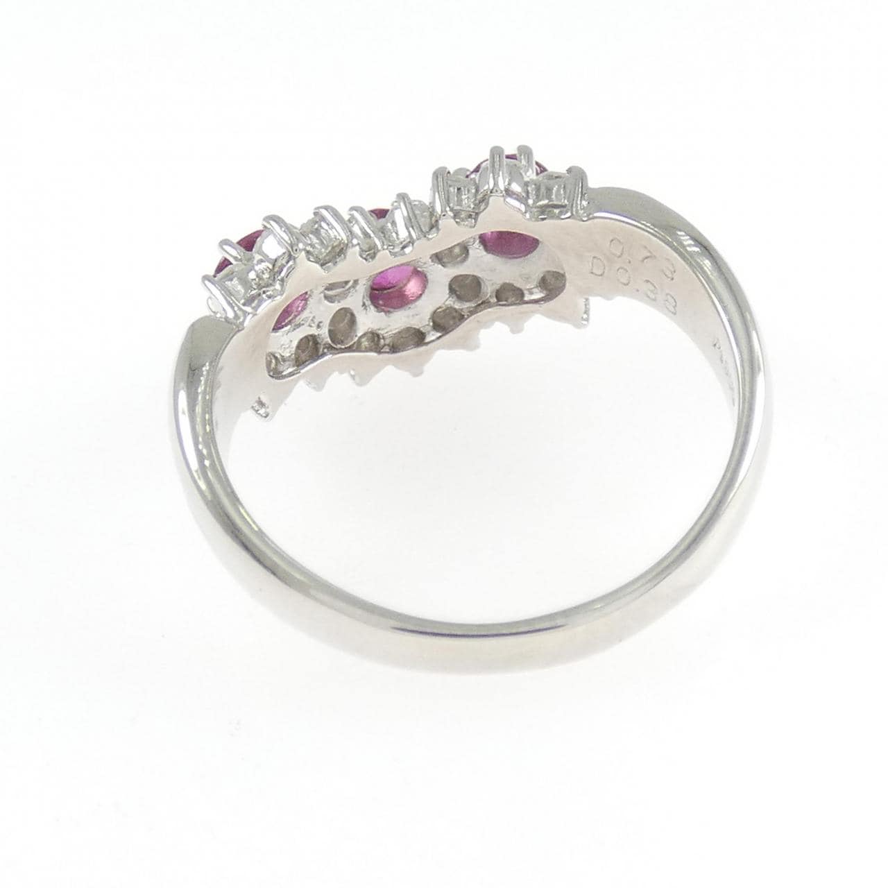 PT900 フラワー ルビー リング 0.73CT