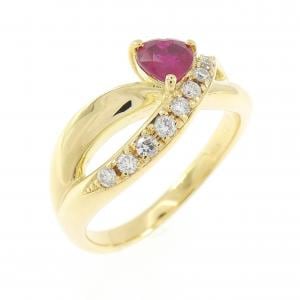 K18YG ハート ルビー リング 0.41CT