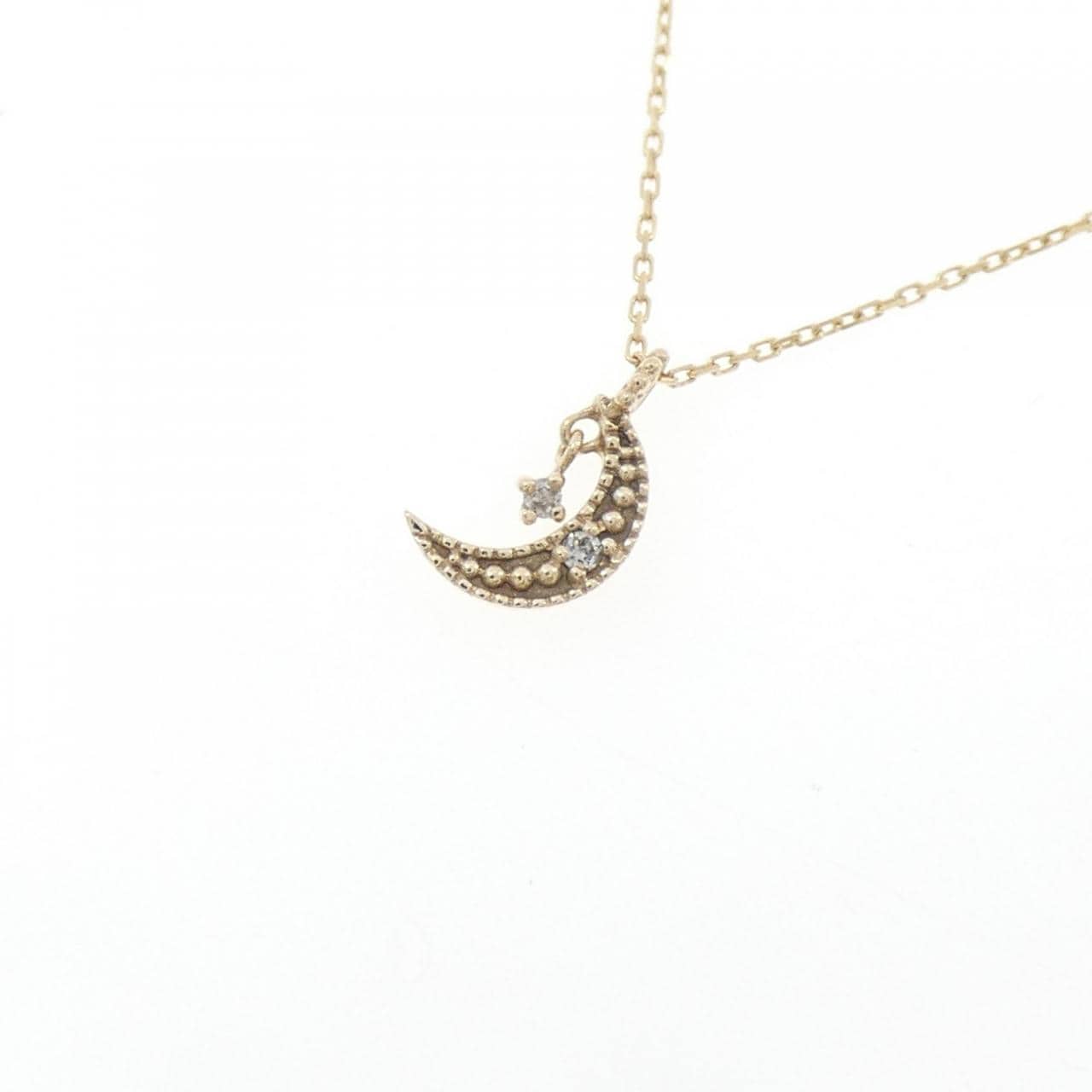 K10YG ムーン ダイヤモンド ネックレス 0.01CT