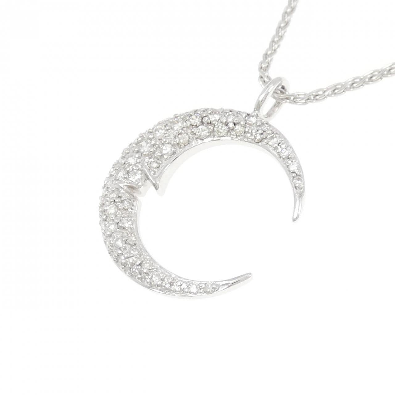 K18WG/750WG ムーン ダイヤモンド ネックレス 0.65CT