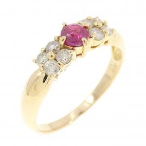 K18YG ルビー リング 0.20CT