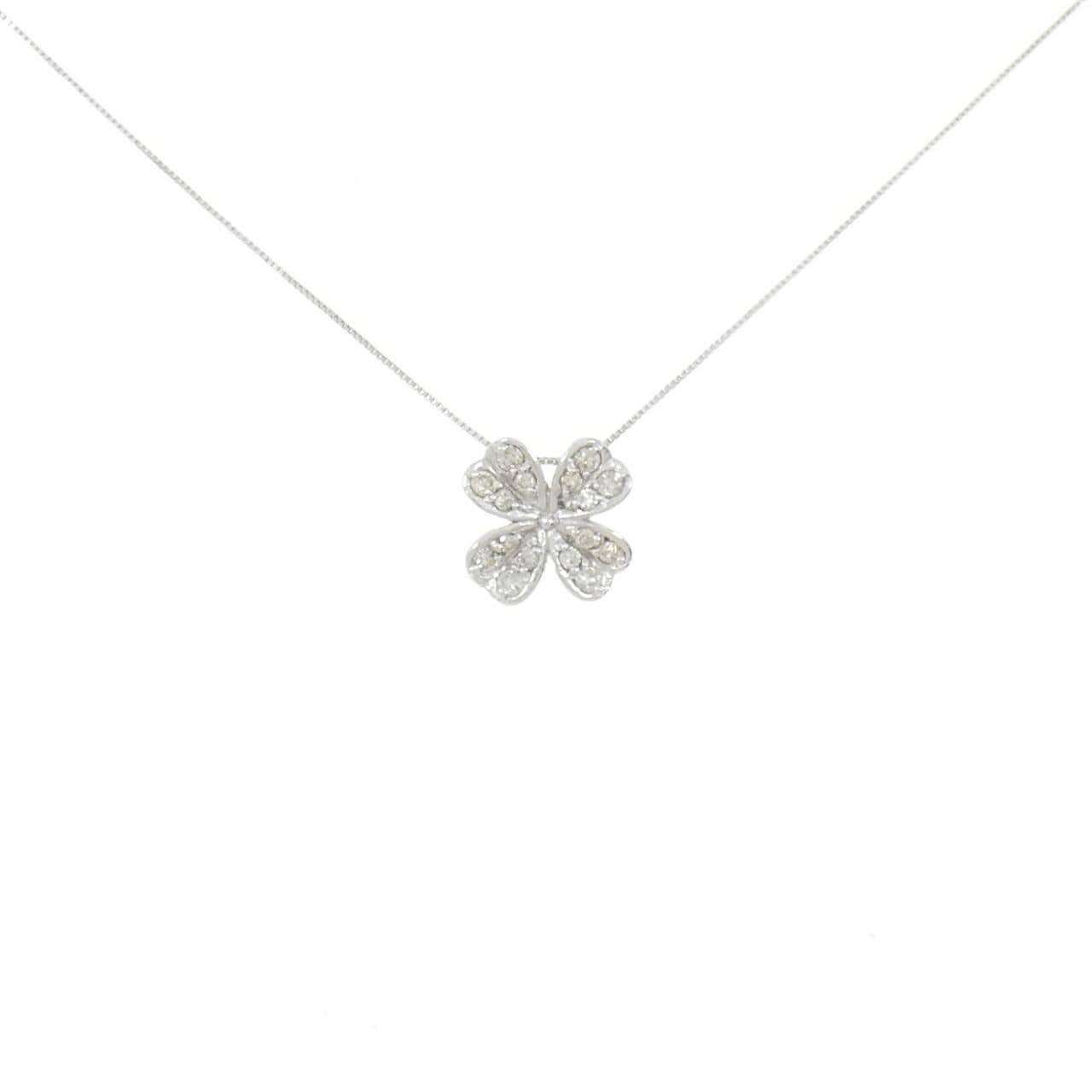 K18WG クローバー ダイヤモンド ネックレス 0.20CT