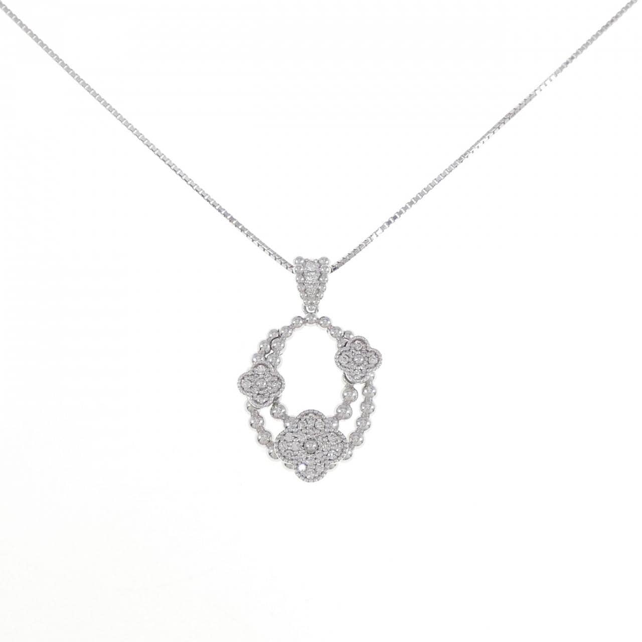 K18WG 花形鑽石項鍊 0.23CT