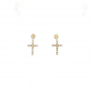 K18YG クロス ダイヤモンド ピアス 0.12CT