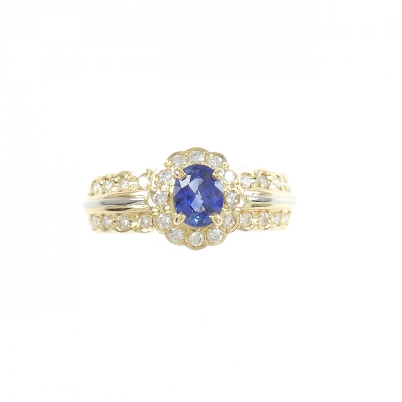 K18YG/PT サファイヤ リング 0.52CT