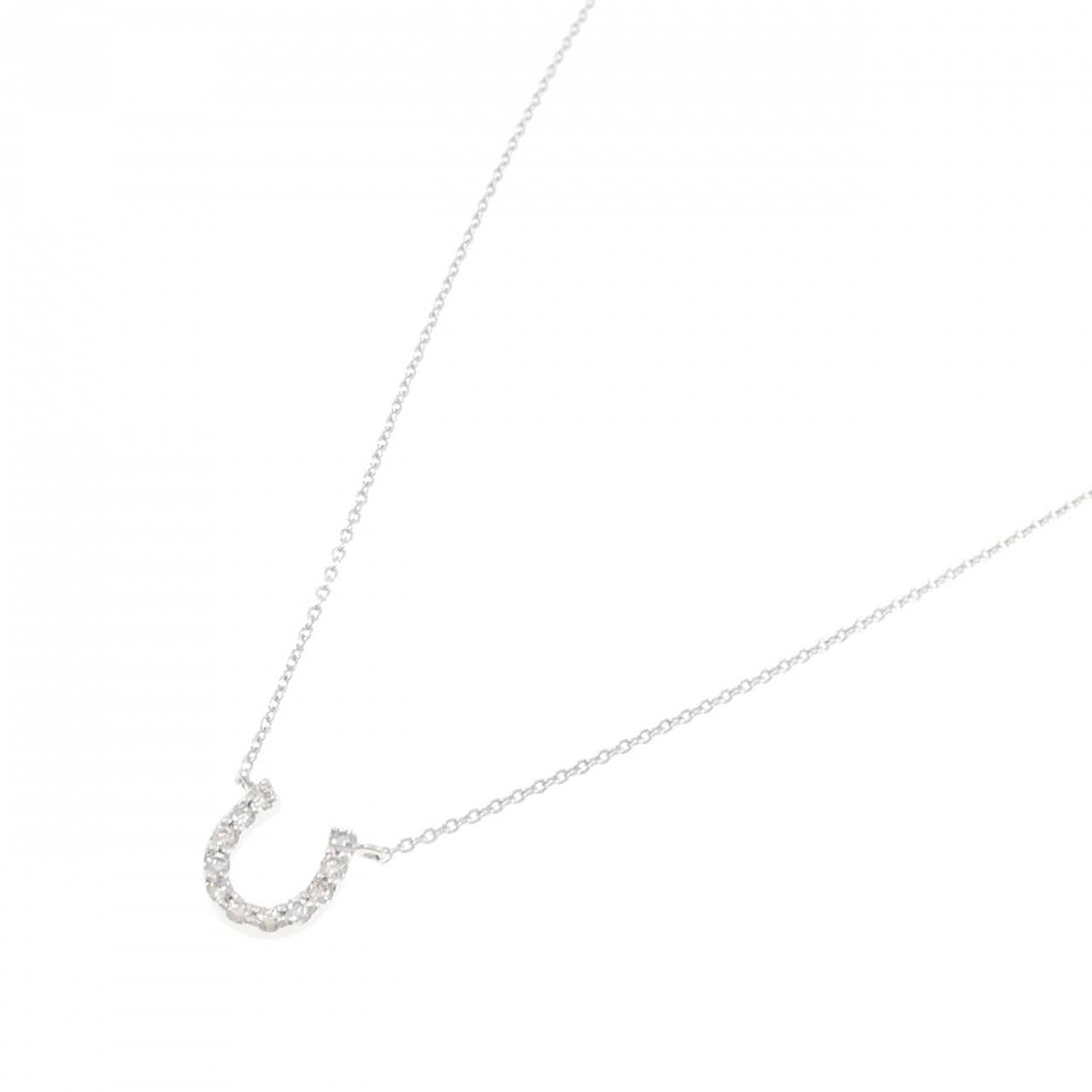 K18WG ホースシュー ダイヤモンド ネックレス 0.11CT