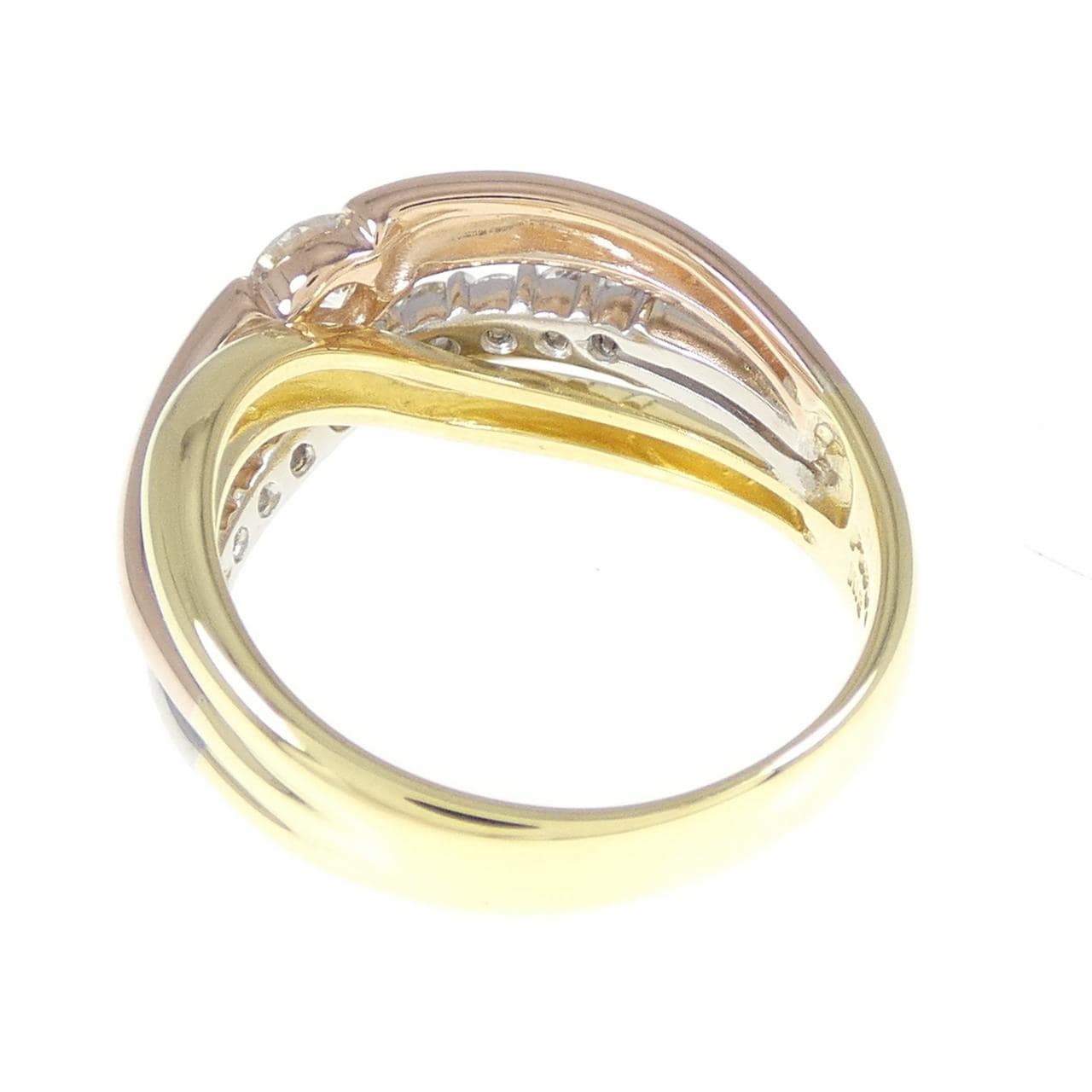 K18YG/PT900/K18PG ダイヤモンド リング 0.20CT