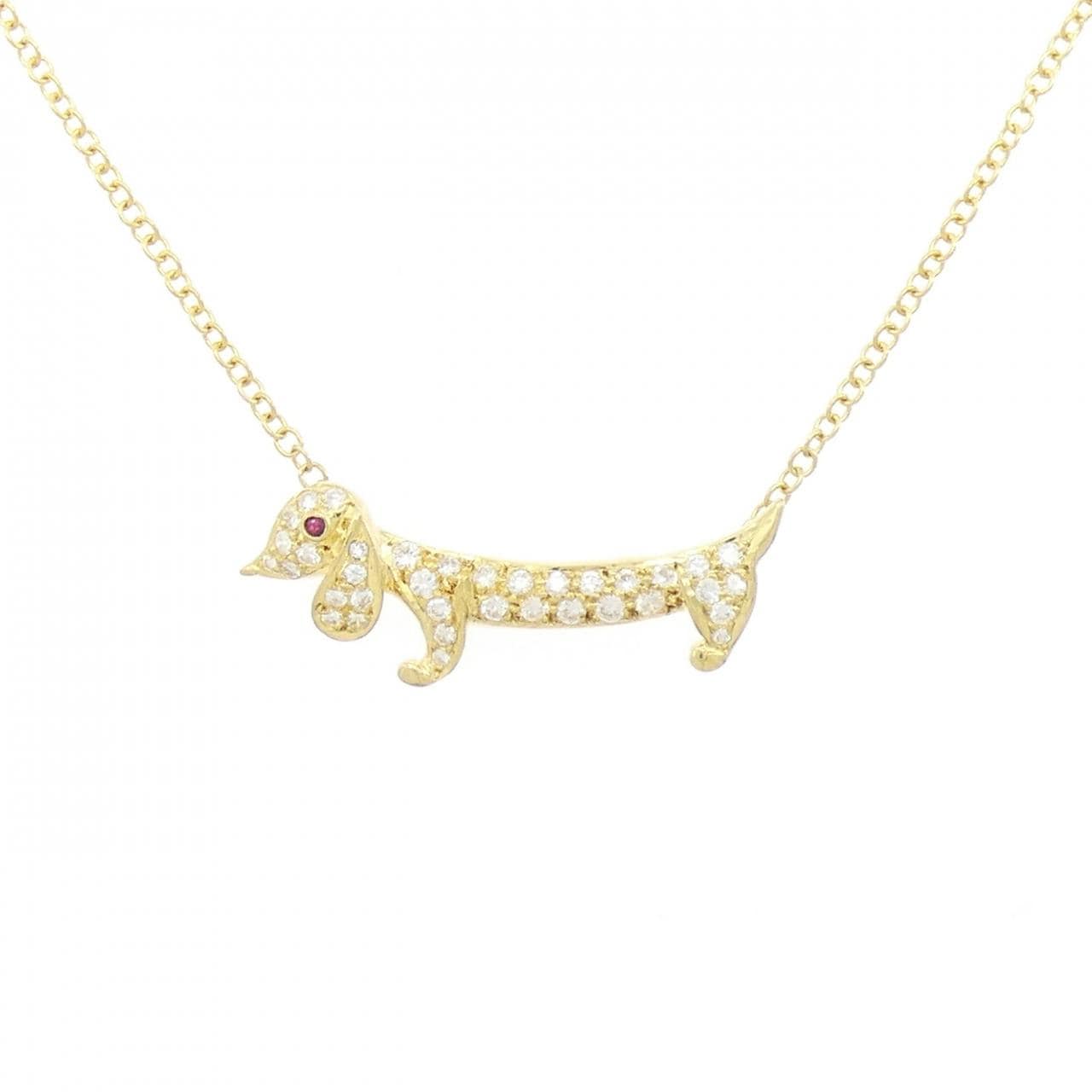 750YG狗狗紅寶石項鏈0.02CT