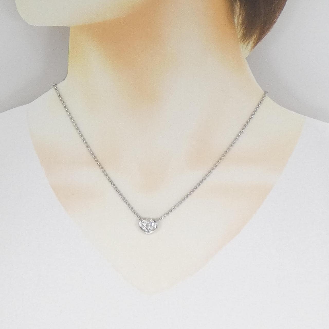 PT900/PT850 ハート ダイヤモンド ネックレス 1.073CT