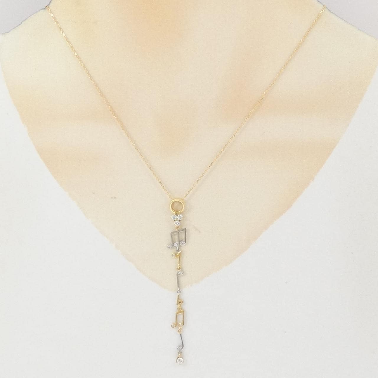 K18YG/PT900 オンプ ダイヤモンド ネックレス 0.28CT